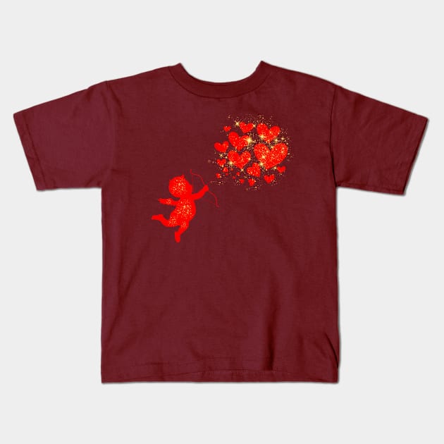 Red cupid Valentine Kids T-Shirt by Nano-none